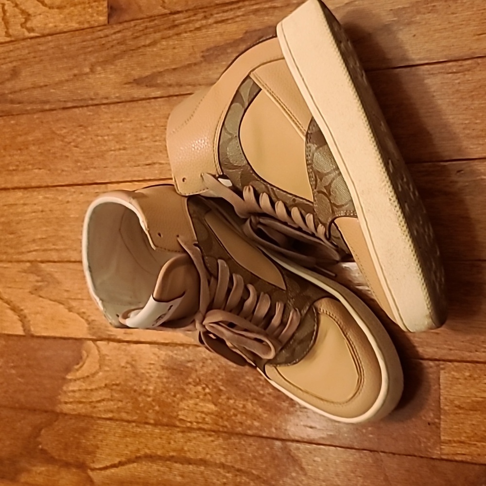Coach C230 High Top Platform Sneakers Signature Monogram Canvas